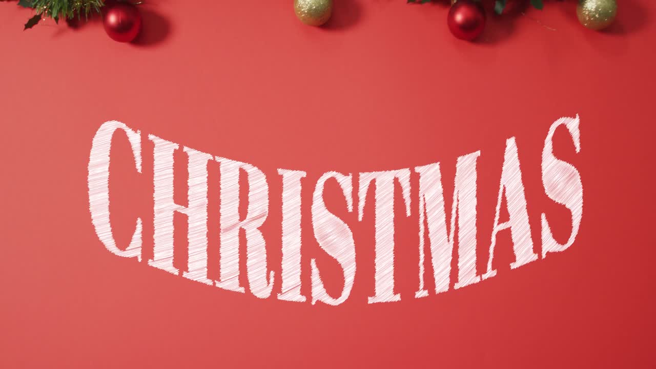 animación de la etiqueta actual con felicitaciones de navidad en fondo rojo