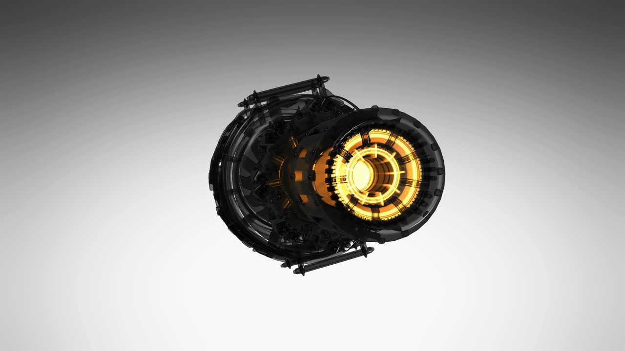 la turbina del motor a reacción de giro en bucle