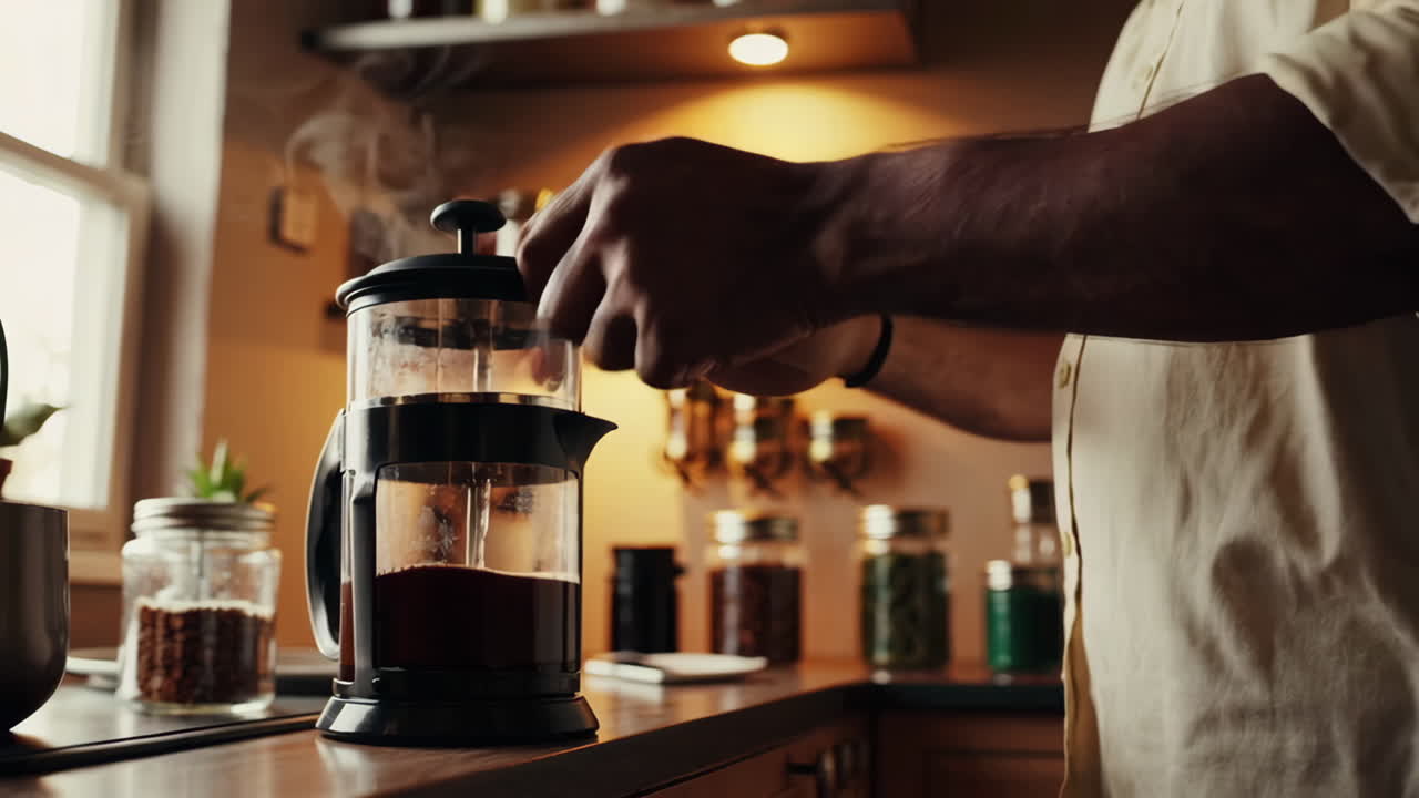 hacer café en una prensa francesa