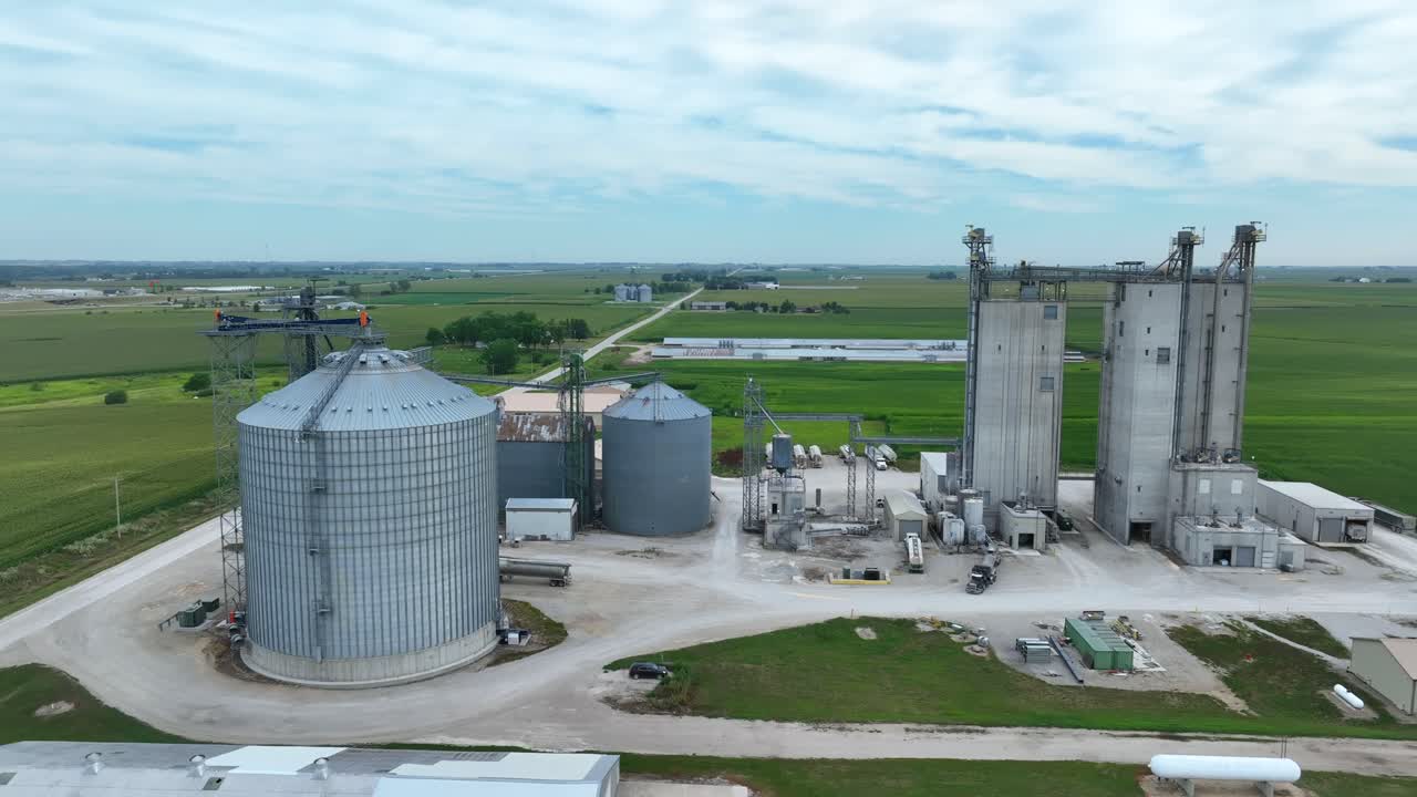 Grain elevator and ethanol plant in rural Midwest USA