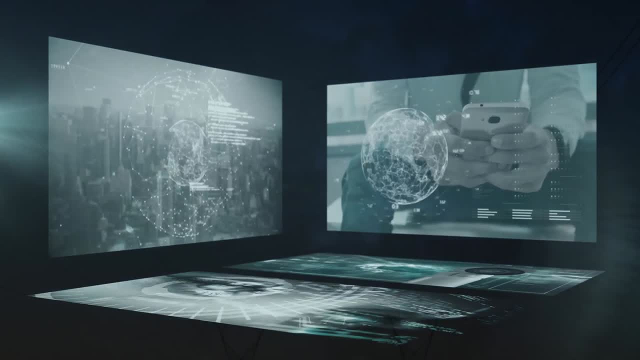 animación del procesamiento de datos en pantallas