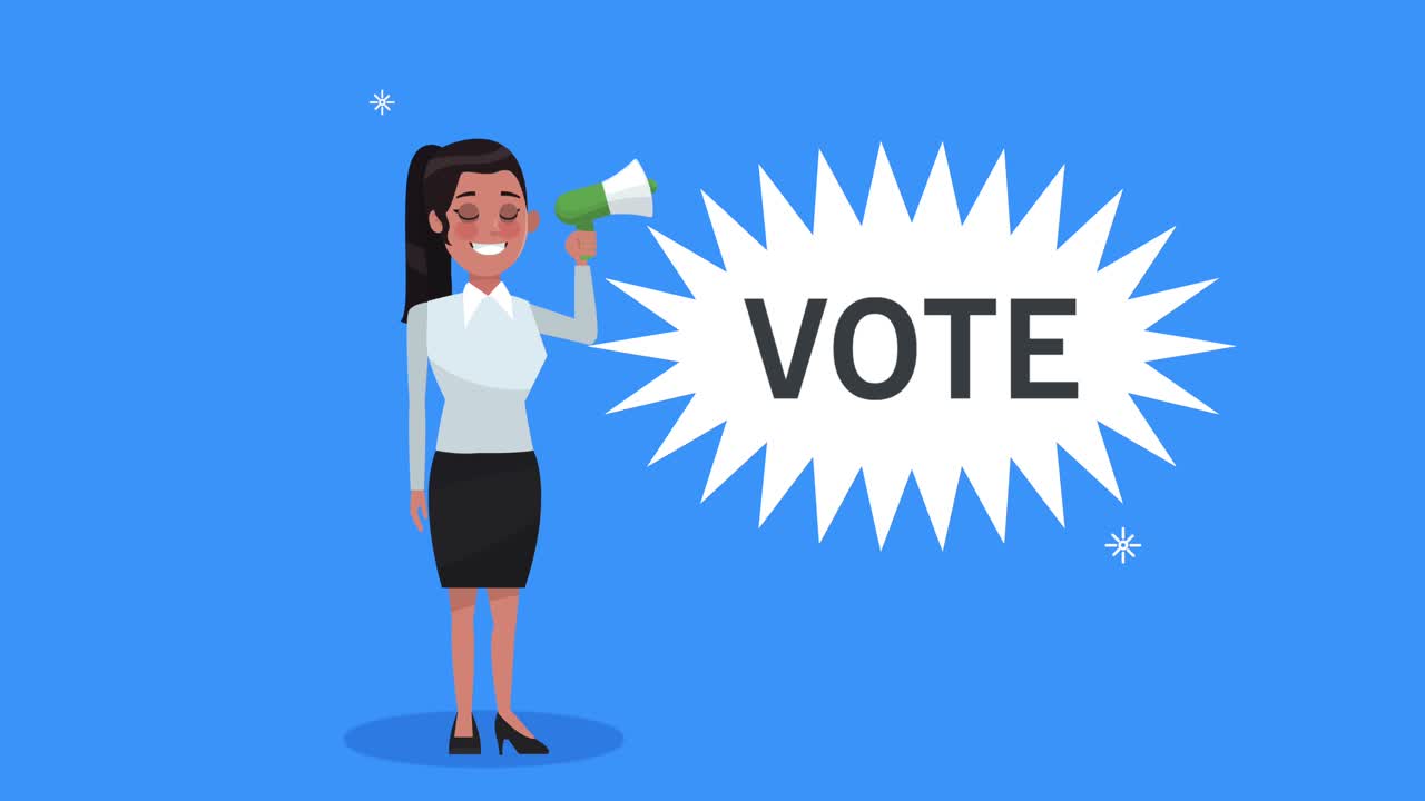 메가폰 캐릭터를 가진 여성 후보