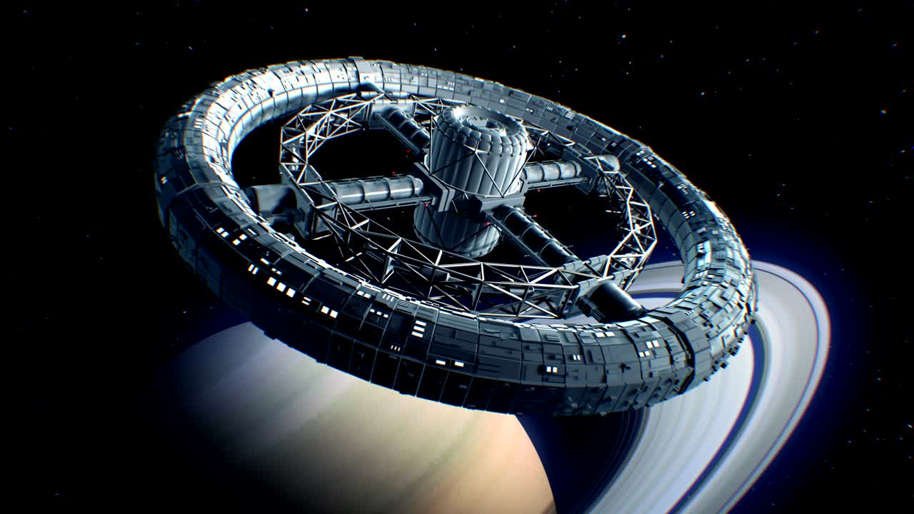torus gigante de ciencia ficción en el fondo de saturno