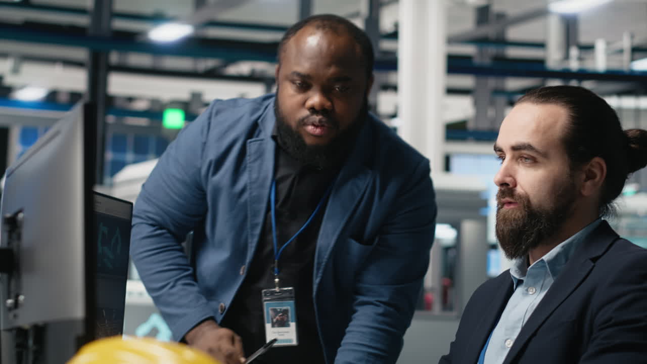 Engineers collaborating in office