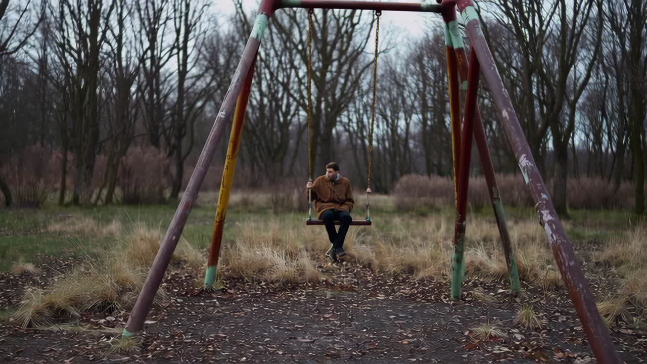 Lonely Figure on an Abandoned Swing