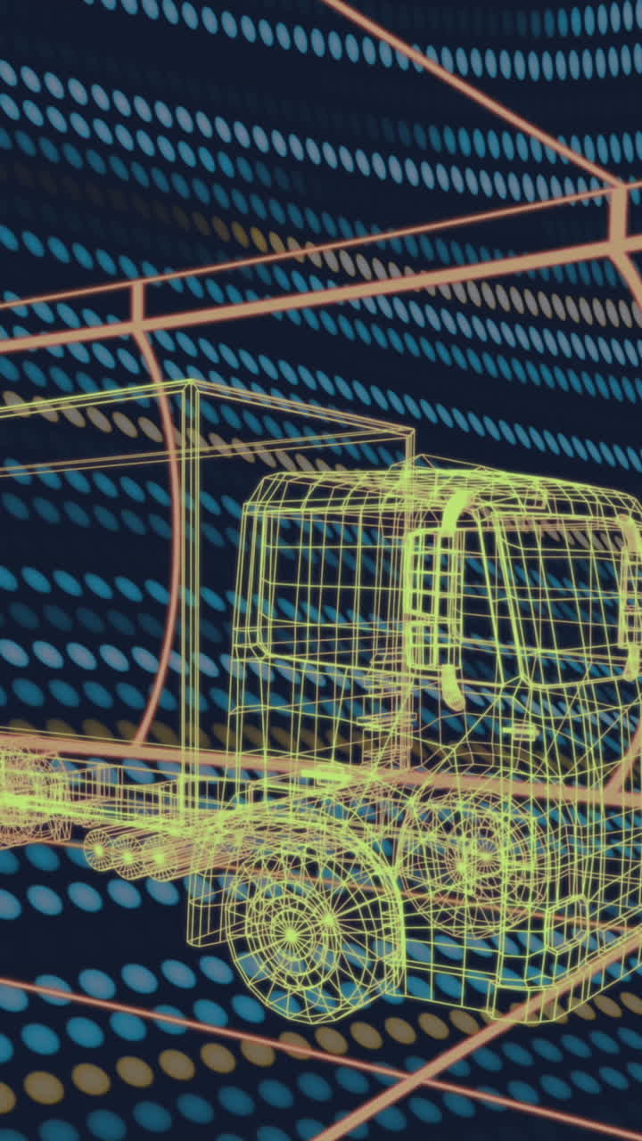 animación del proyecto de camión sobre fondo marino con luces amarillas y verdes