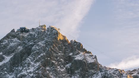 time lapse mountain station zugspitze in alpenglow