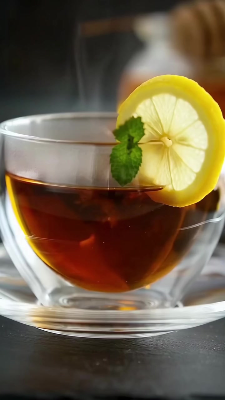 Tazza fumante di tisana con miele e limone