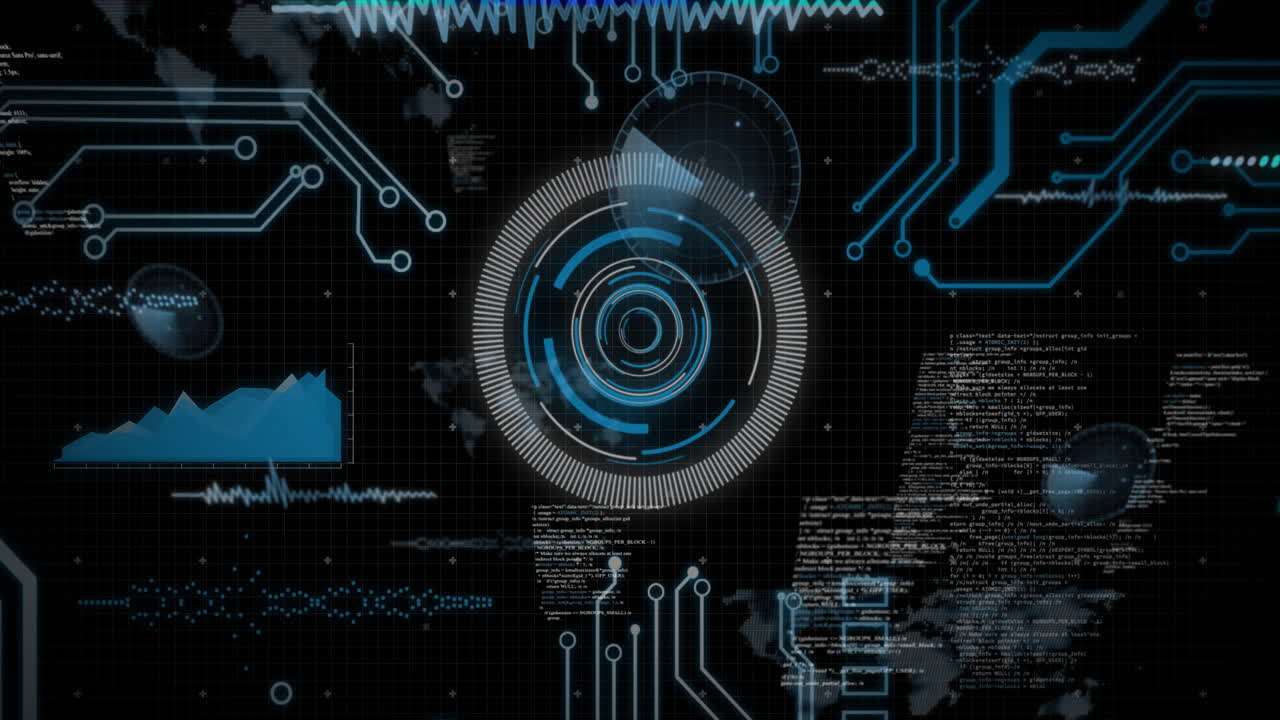 Animating digital circuits and data processing on futuristic interface