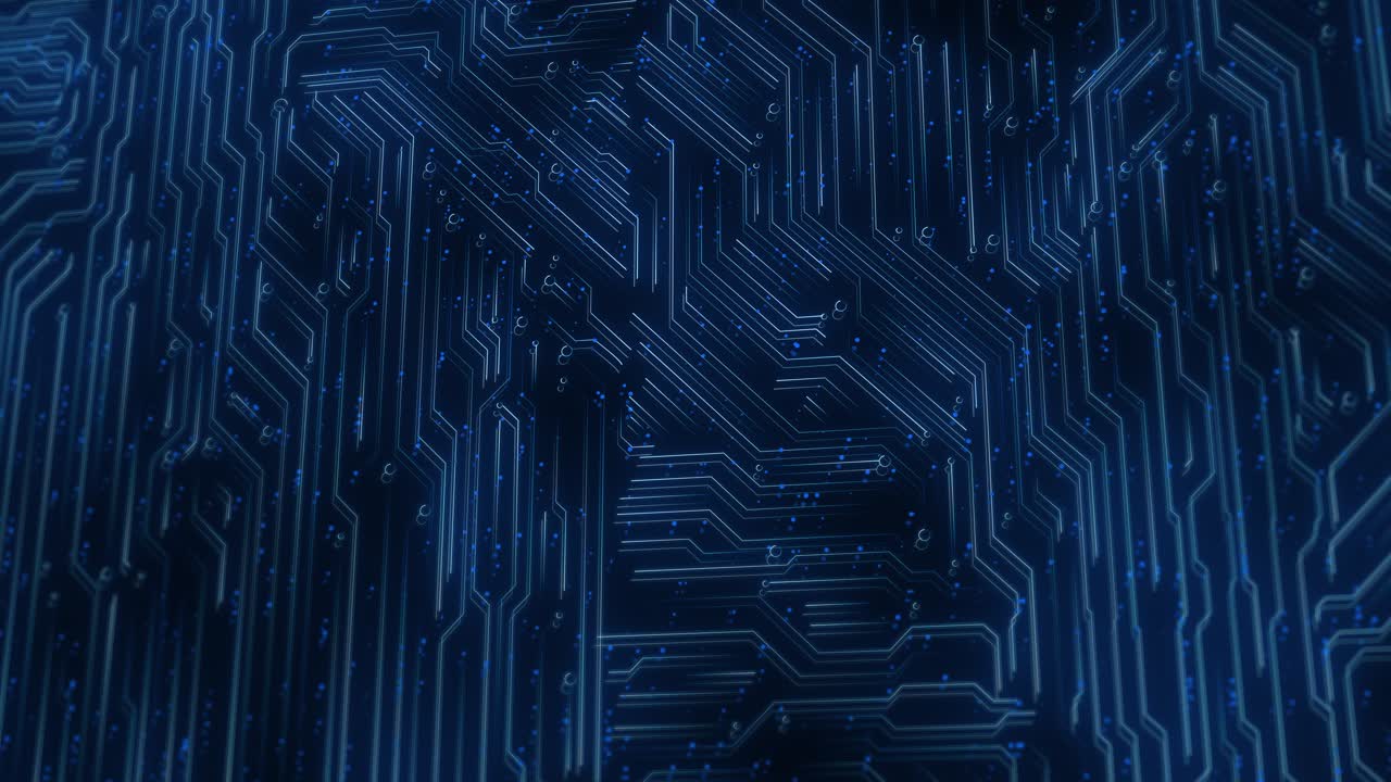 Animated circuit board digital technology protecting cybersecurity technology digital data binary