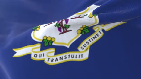 flag of connecticut state at wind, region of the united states - loop