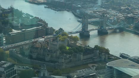 panoramic aerial view of tower bridge over the thames in london