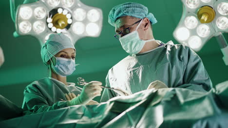 surgical team performing an operation in an operating room