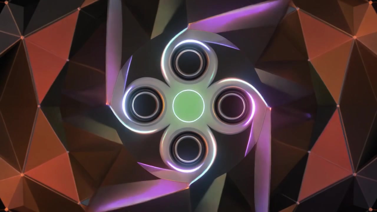 Abstract roterende fidget spinner met gloeiende neonlichten