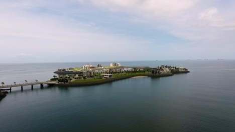 Aerial-drone-footage-of-artificial-island-in-Panama-City