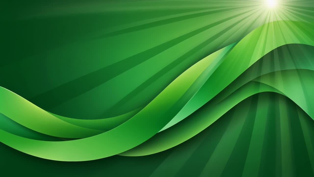 Animated Green Abstract Background with Flowing Waves and Light Rays ...