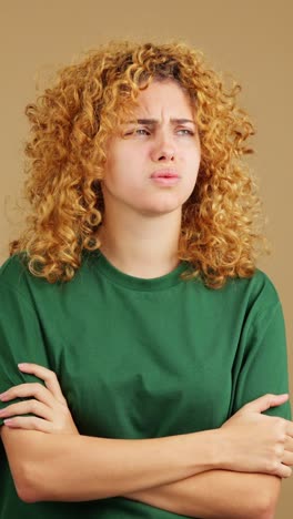 young woman showing confusion, annoyance, and worry