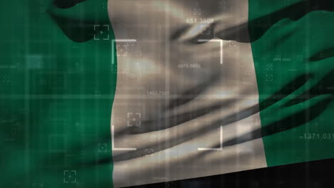 animation of data processing over flag of nigeria