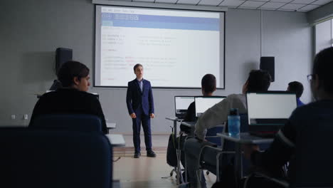 student presentation in a computer science class