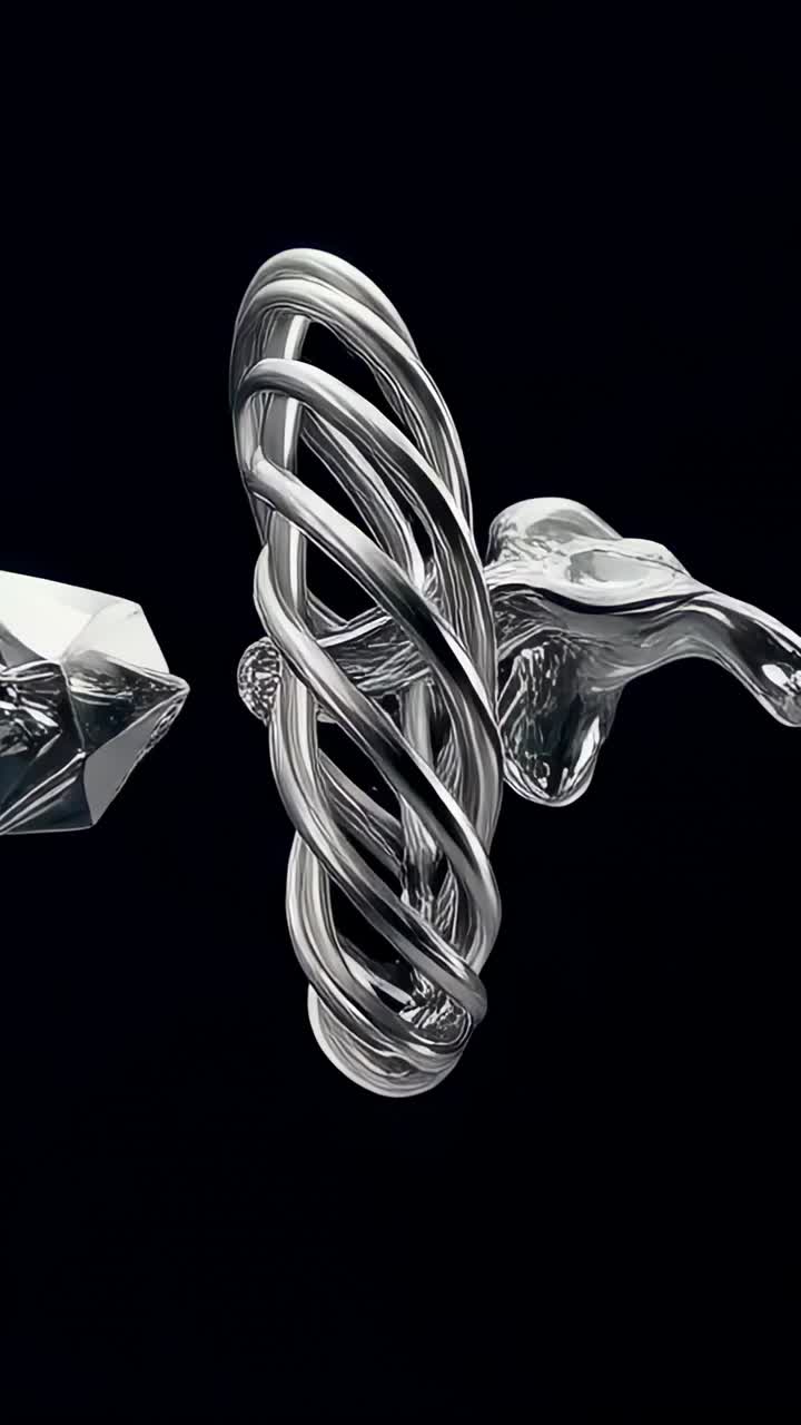 Lodret video: Kamera bevæger sig ind, ring roterer i studie, viser detaljer med metal og facet mir