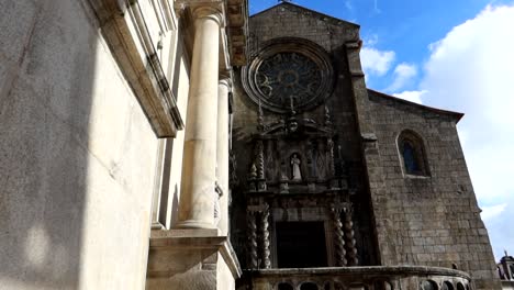 handheld shot of saint francis church with gothic architecture in porto, portugal