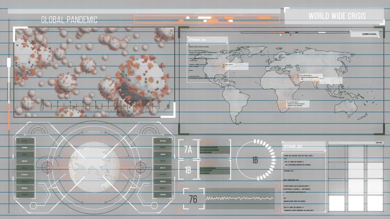 animación de la interfaz digital sobre un fondo gris