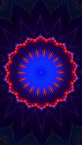 blue and red flower with psychedelic pattern. kaleidoscope vj loop vertical