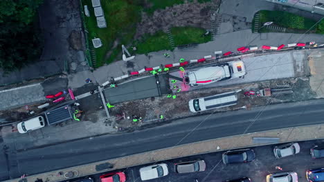 Team-of-road-workers-at-Riga,-Latvia