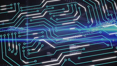 animación del procesamiento de datos sobre un fondo azul