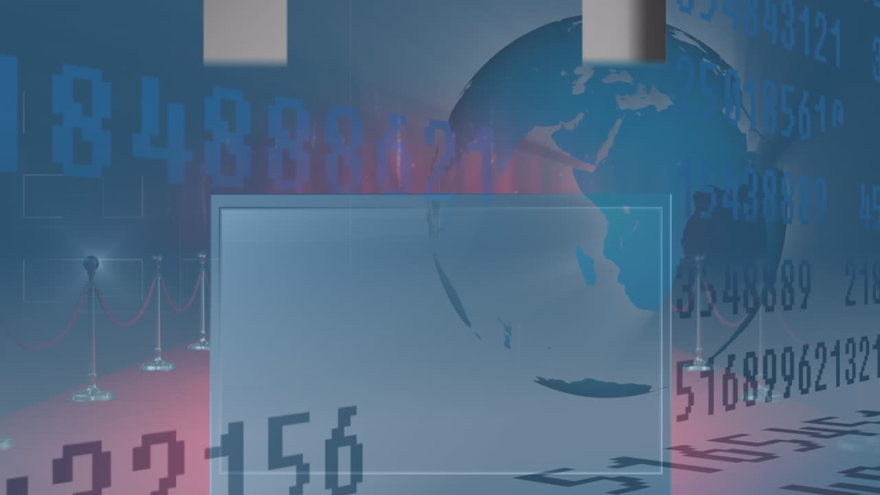 상향으로 움직이는 화살표 아이콘의 애니메이션, 회전하는 지구, 빨간 카 ⁇ 에 맞춰 변하는 숫자