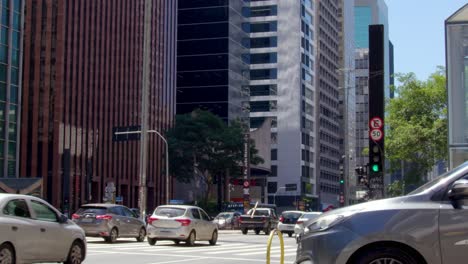 sao paulo street scene: city traffic and skyscrapers