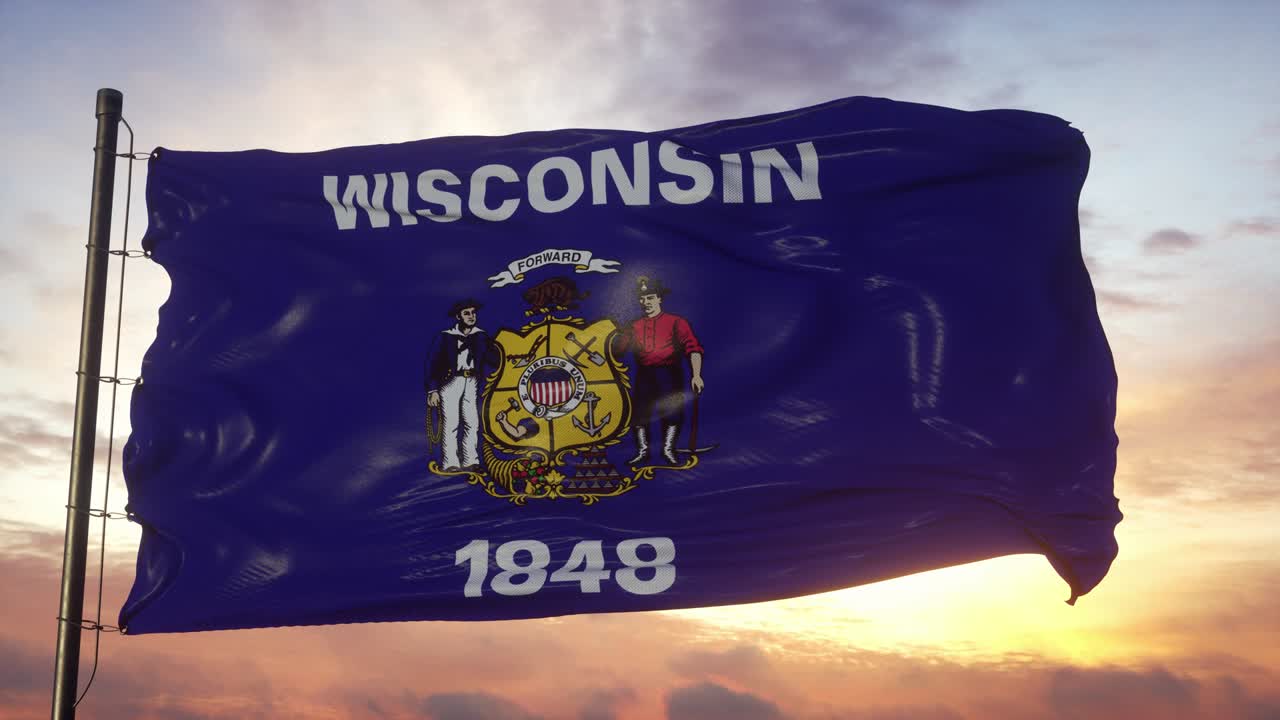 위스콘신의 발은 해가 지는 동안 깊은 아름다운 하늘에 대항하여 바람에 흔들리고 있습니다.