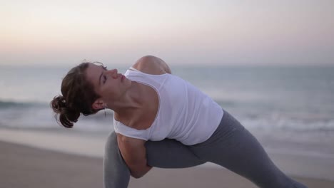 lady doing yoga stretches 20