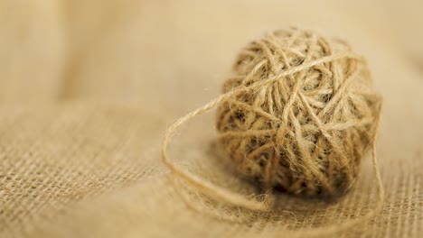 closeup shot of ball of jute burlap twine, used in handmade creative handcrafts