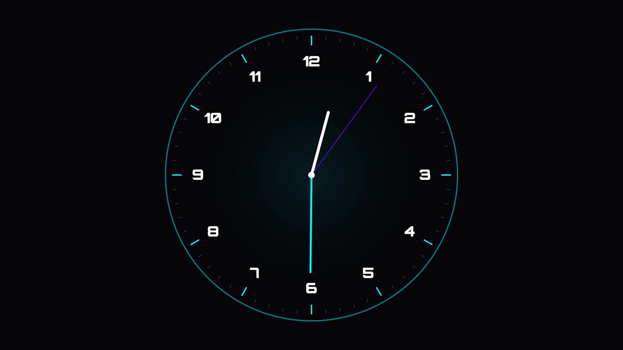 Digital Clock Face Animation with Rotating Hands