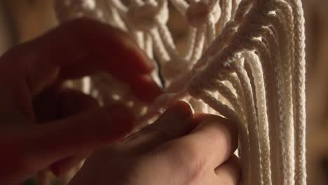 Close-up of Macrame Knotting