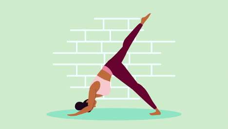 mujer morena practicando yoga estilo de vida