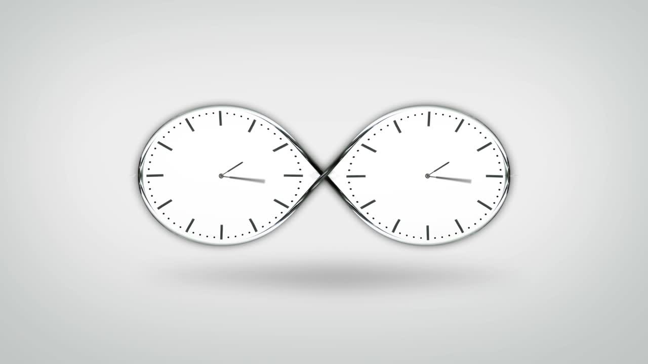 Infinity clock on a white background