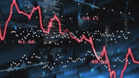 financial data and stock market trends animation over digital background