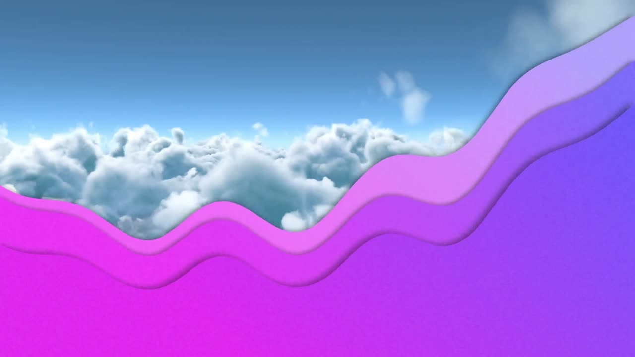 animación de ondas púrpuras que se mueven sobre las nubes