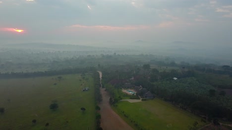 foggy landscape with nature scenery near emburara farm lodge, uganda, africa