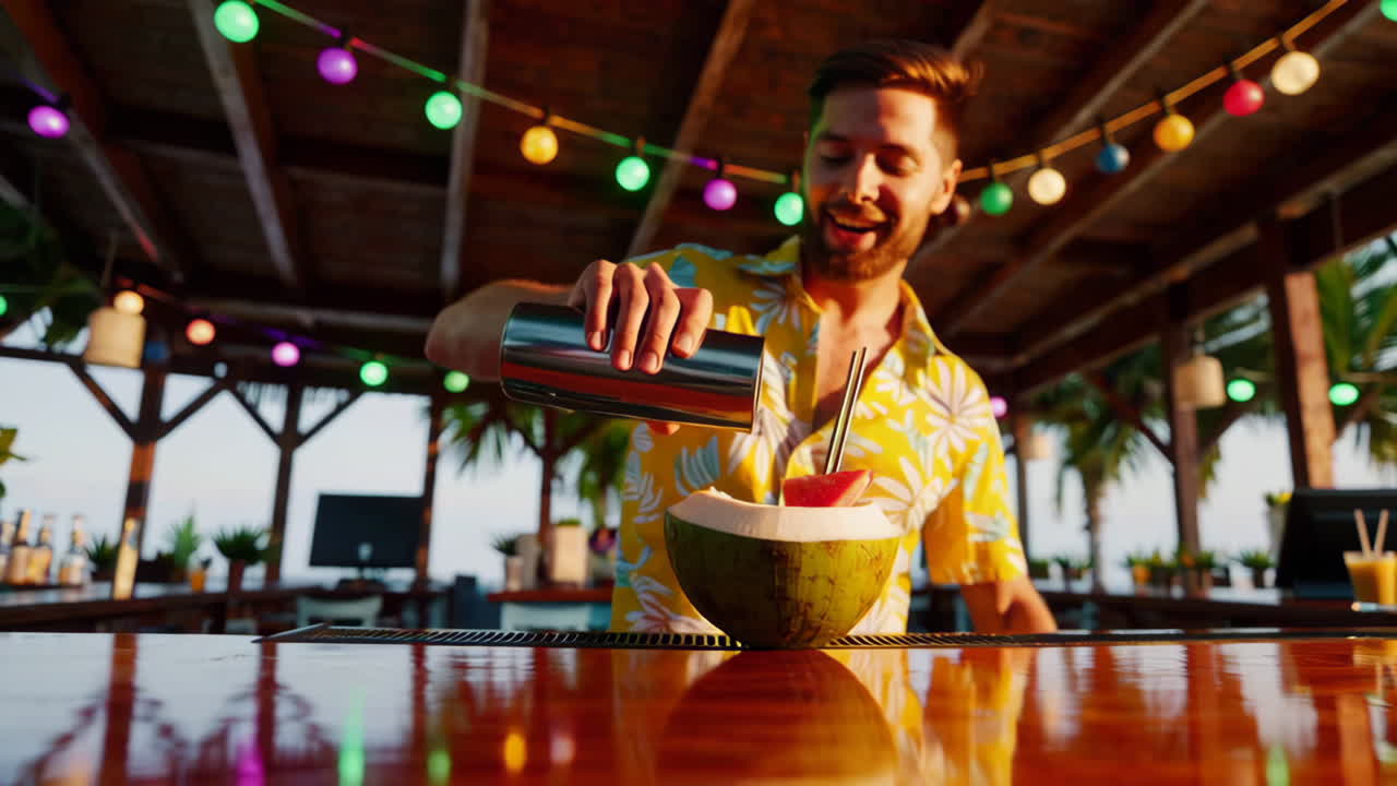 Tropical Cocktail Preparation