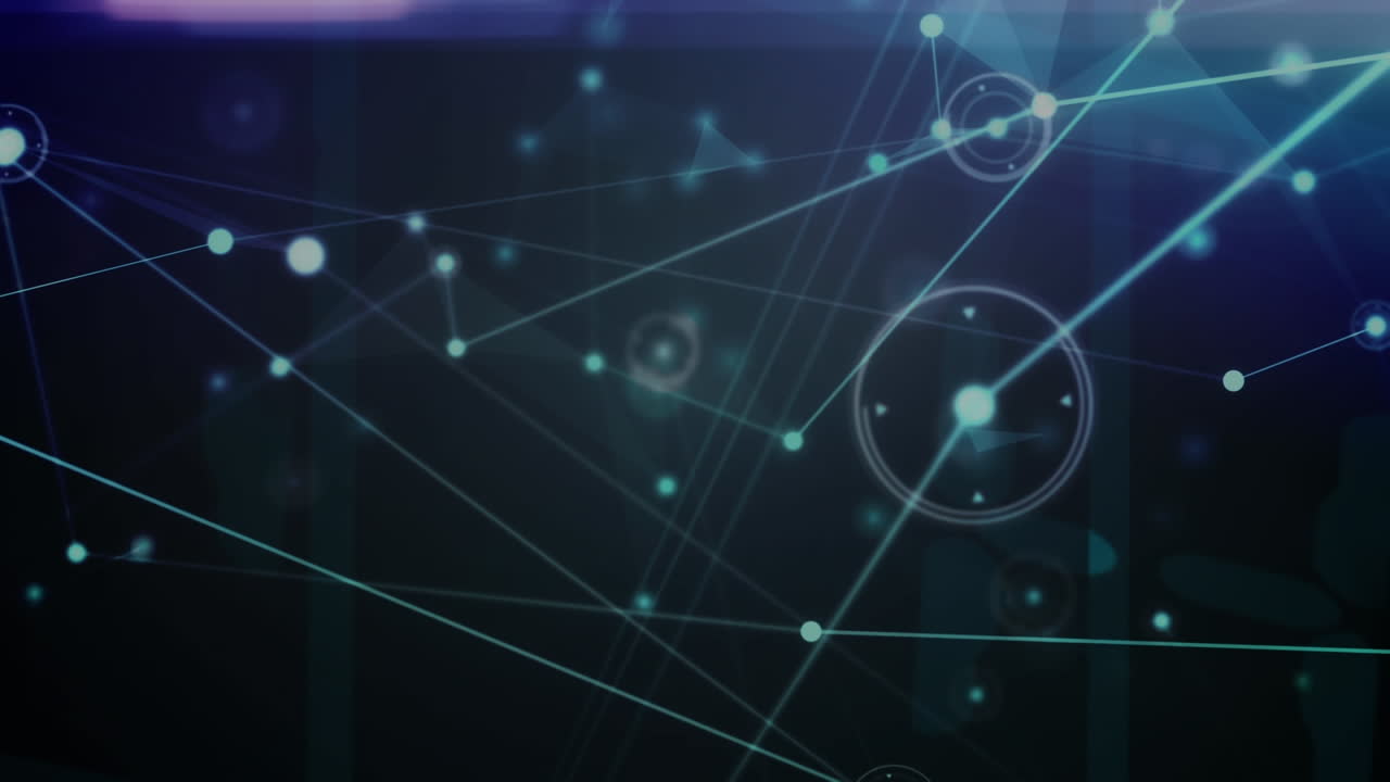 animación de una red de conexiones brillantes contra un fondo azul