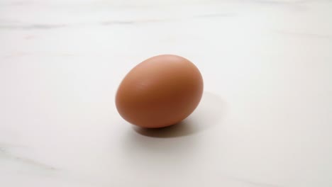 chicken eggs rotate on the kitchen table