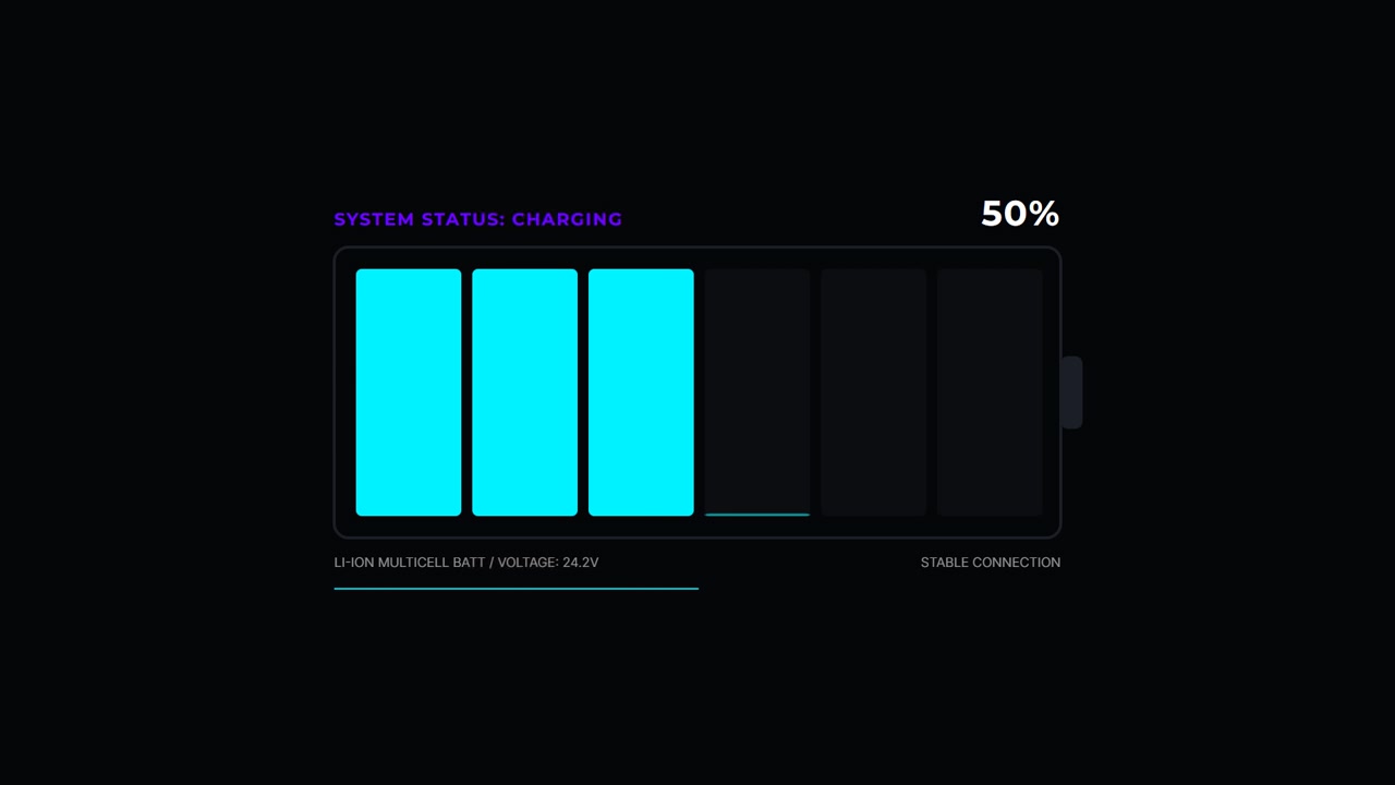 Digital Battery Charging Progress Bar Animation