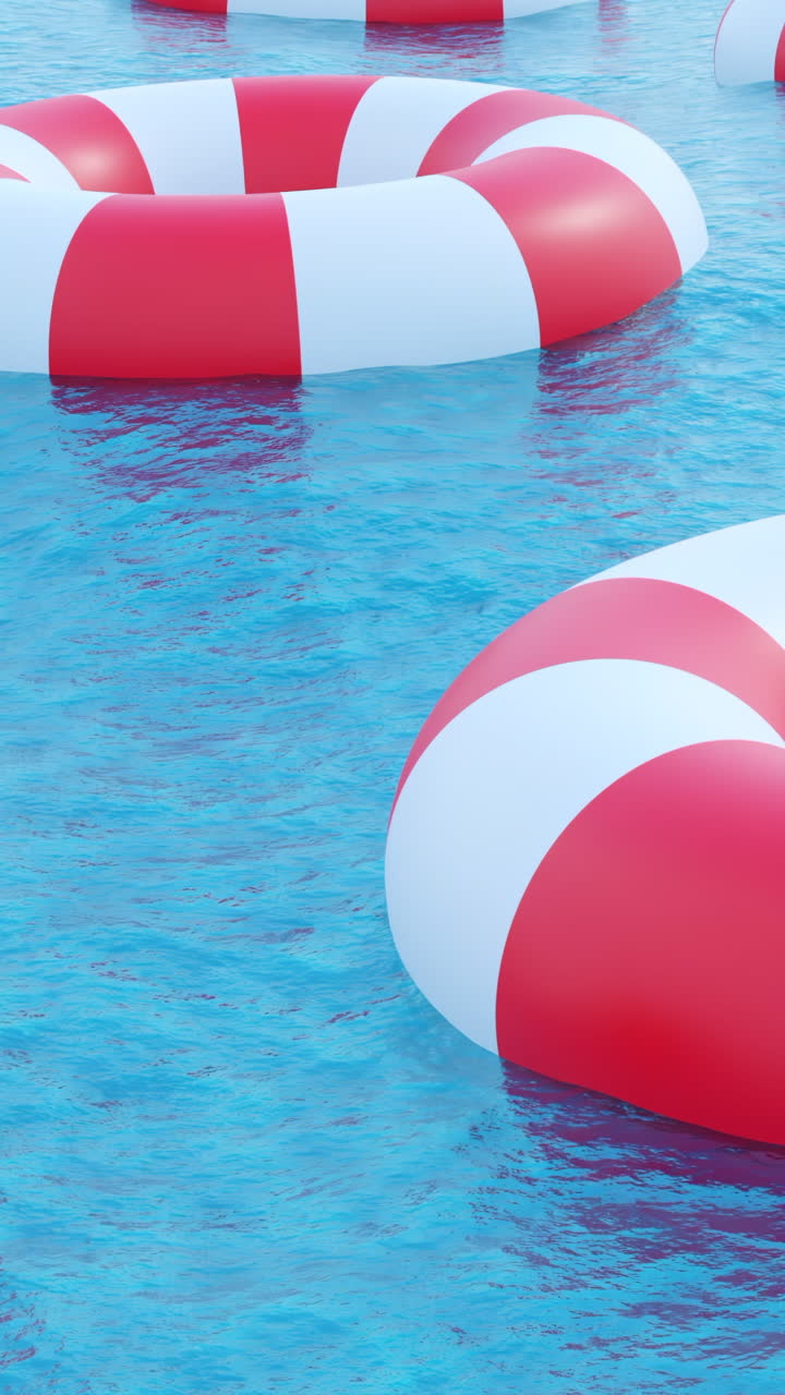 salvavidas coloridas en el agua