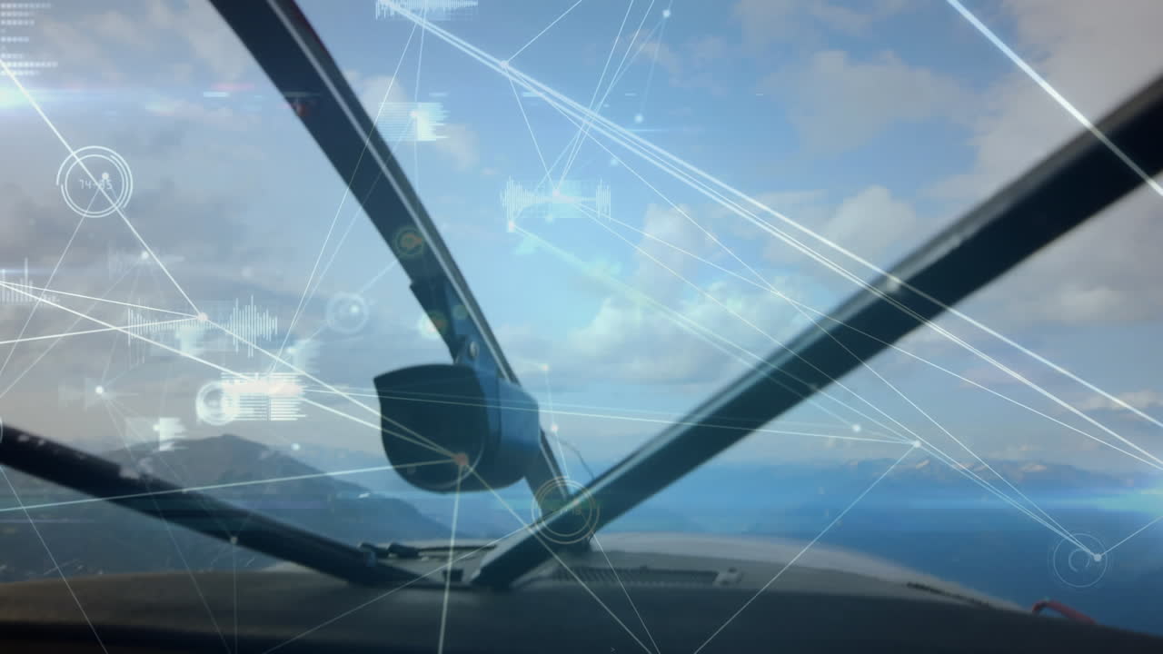 비행기 위의 연결 네트워크의 애니메이션