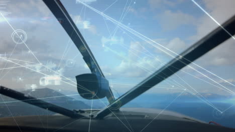 animación de la red de conexiones sobre el avión