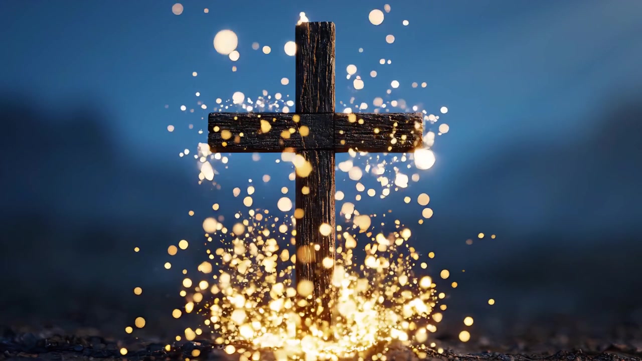 Christian Cross Heavenly Light Worship Background 4K