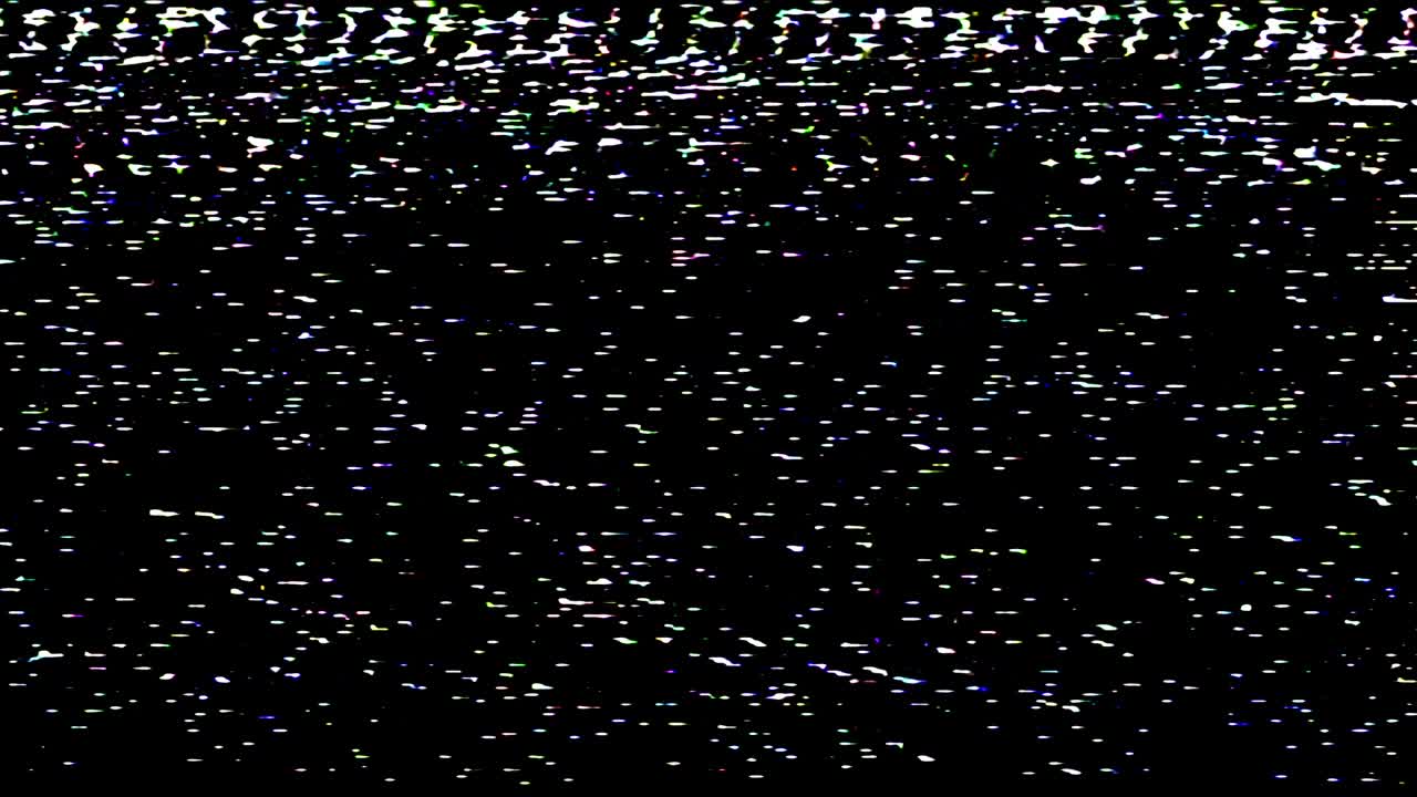 Videotape Tracking defect mode. VHS screen digital glitch and noise. Bkack and white dynamic noise motion. Old film grunge on black background realistic flickering VHS screen digital glitch and noise